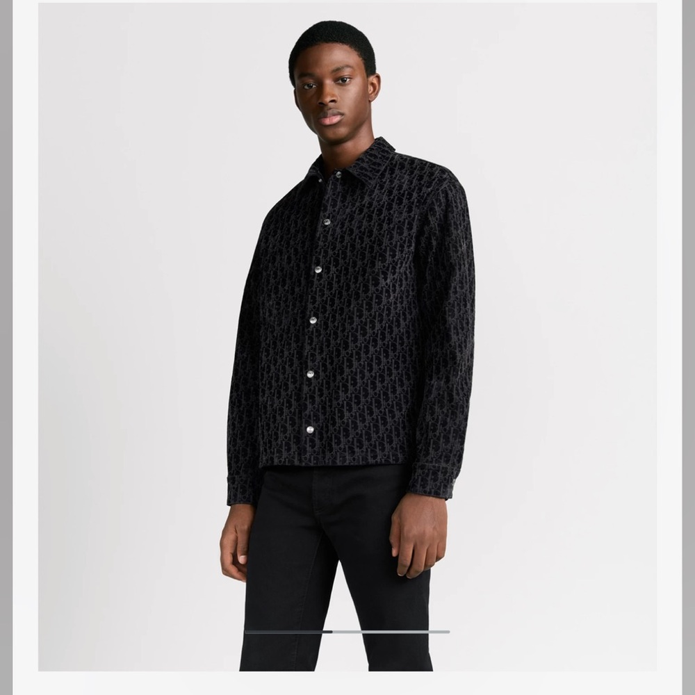 Black Patterned Button-Up Shirt - image 3